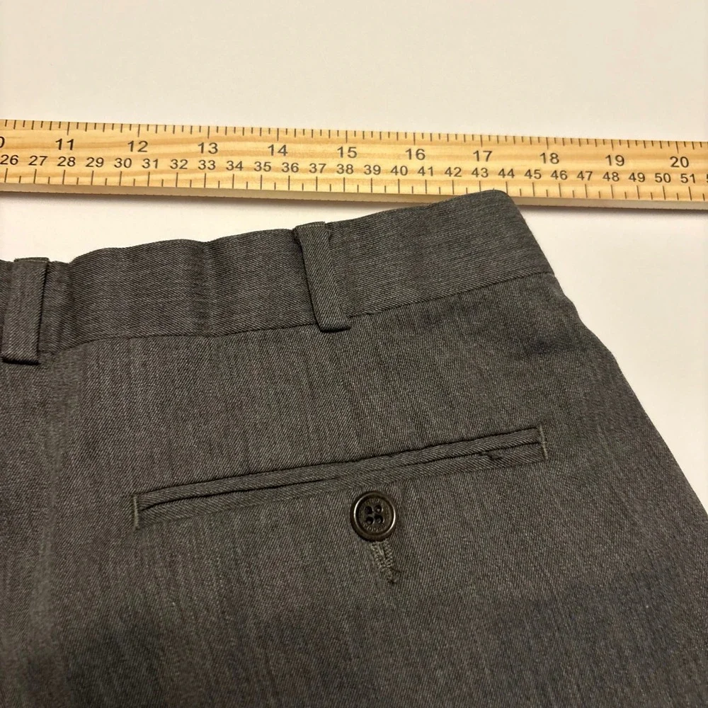 Brooks Brothers 346 Dress Pants Mens 40x30 Grey Wool Cuffed Flat Front Trousers
